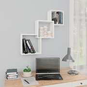 Cube Wall Shelves White Chipboard