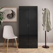 Shoe Cabinet High Gloss Black Chipboard