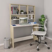 Desk with Shelves White and Sonoma Oak 110x45x157 cm Chipboard
