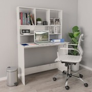Desk with Shelves High Gloss White Chipboard