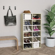 Shoe Rack White and Sonoma Oak Chipboard