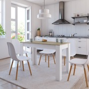 Dining Table White and Oak Chipboard