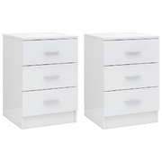 Bedside Cabinets 2 pcs High Gloss White Chipboard