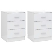 Bedside Cabinets 2 pcs High Gloss White Chipboard