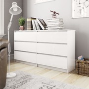 Sideboard High Gloss White 140x35x76 cm Chipboard