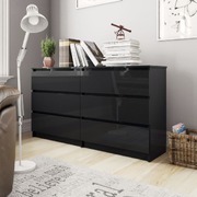 Sideboard High Gloss Black Chipboard