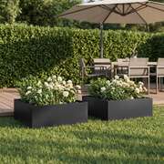 Garden Planter Black Steel 40x40x20cm
