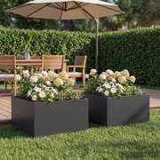 Garden Planter Black Steel 60x60x30cm