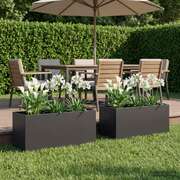 Garden Planter Black Steel 80x40x40cm