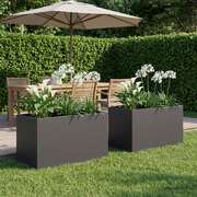 Garden Planter Black Steel 80x50x50cm