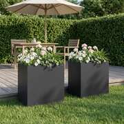 Garden Planter Black Steel 50x30x40cm