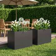 Garden Planter Black Steel 50x40x50cm