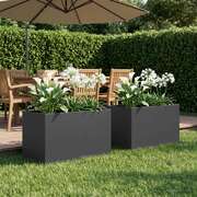 Garden Planter Black Steel 60x40x40cm