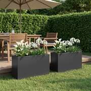 Garden Planter Black Steel 80x40x50cm