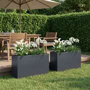 Garden Planter Anthracite Steel 80x40x50cm