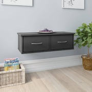 Wall-mounted Drawer Shelf High Gloss Grey 60x26x18.5 cm Chipboard
