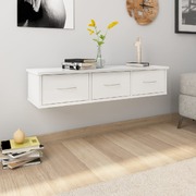 Wall-mounted Drawer Shelf High Gloss White Chipboard