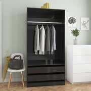Wardrobe High Gloss Black -Chipboard