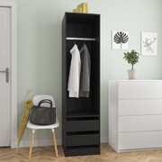 Wardrobe with Drawers Black 50x50x200 cm Chipboard