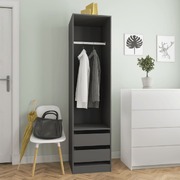 Wardrobe with Drawers Grey Chipboard