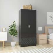 Wardrobe High Gloss Black, Chipboard