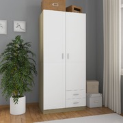 Wardrobe White and Oak - Chipboard