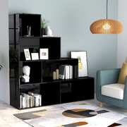 Book Cabinet/Room Divider High Gloss Black - Chipboard
