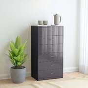 Sideboard with 6 Drawers High Gloss Grey 50x34x96 cm Chipboard