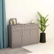 Sideboard High Gloss Grey 110x34x75 cm Chipboard