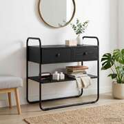 Black Oak Console Table 2 Drawers 80cm | EXTG