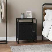 Black Oak Bedside Cabinet Engineered Wood | EXTG