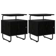 Black Oak Bedside Tables Set of 2 Engineered Wood | EXTG