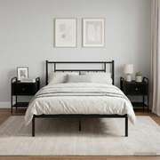 Black Oak Bedside Tables Set of 2 Engineered Wood | EXTG