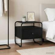 Black Oak Bedside Cabinet Drawer Shelf | EXTG