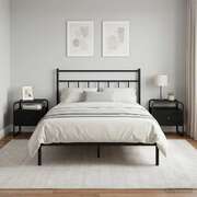 Black Oak Bedside Tables Set 2 Drawer Cabinet | EXTG