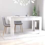 Dining Table High Gloss White 140x70x76 cm Chipboard
