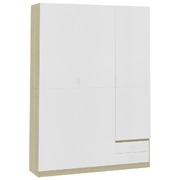 3-Door Wardrobe White and Sonoma Oak 120x50x180 cm Chipboard