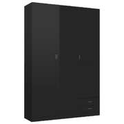 3-Door Wardrobe High Gloss Black 120x50x180 cm Chipboard