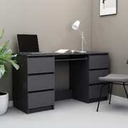 Writing Desk High Gloss Grey 140x50x77 cm Chipboard