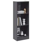 3-Tier Book Cabinet High Gloss Grey 40x24x108 cm Chipboard