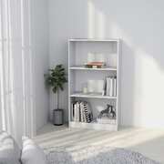 3-Tier Book Cabinet High Gloss White, Chipboard