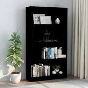 4-Tier Book Cabinet High Gloss Black, Chipboard