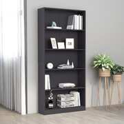5-Tier Book Cabinet Grey 80x24x175 cm Chipboard