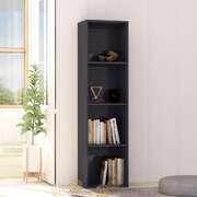 Book Cabinet High Gloss Grey 40x30x151,5 cm Chipboard