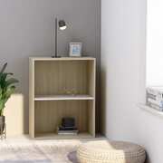 2-Tier Book Cabinet White and Sonoma Oak -Chipboard