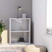 2-Tier Book Cabinet High Gloss White Chipboard