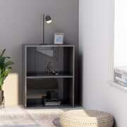 2-Tier Book Cabinet High Gloss Grey 60x30x76.5 cm Chipboard
