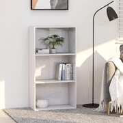 3-Tier Book Cabinet High Gloss White Chipboard