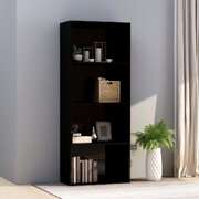 4-Tier Book Cabinet High Gloss Black Chipboard