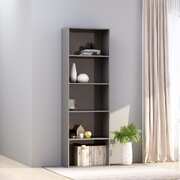 5-Tier Book Cabinet High Gloss Grey-Chipboard